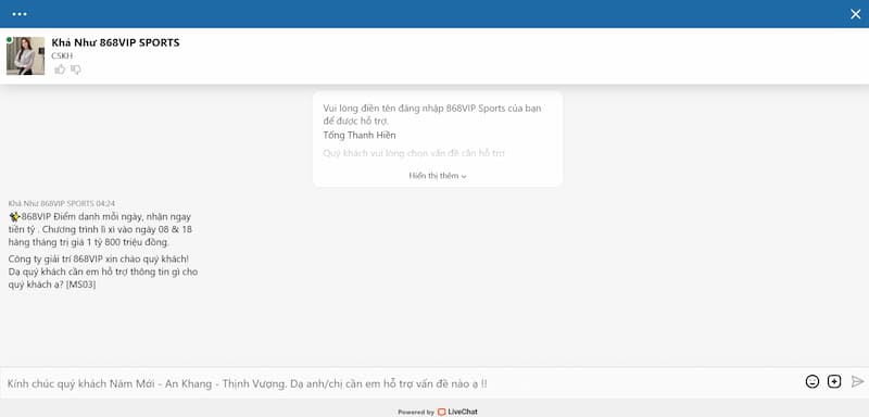 Live chat 868VIP